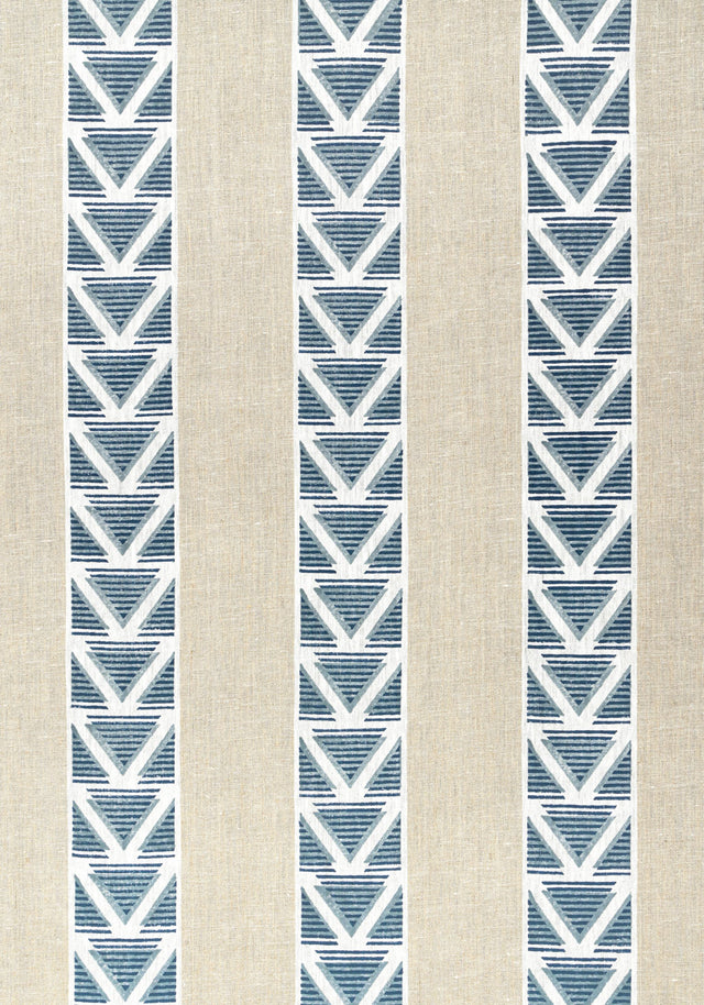 Anna French BURTON STRIPE Linen and Navy Fabric