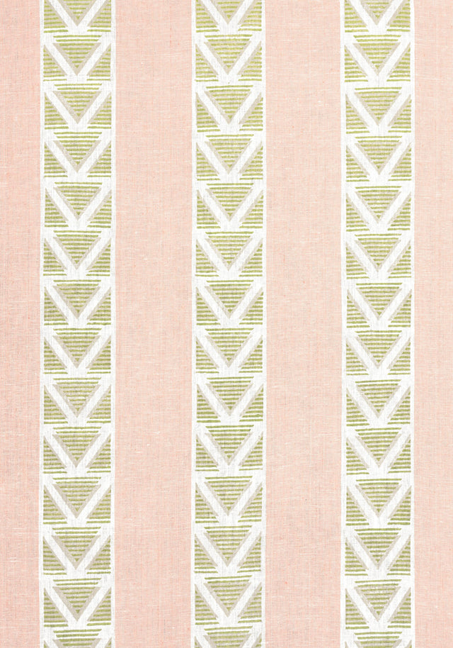 Anna French BURTON STRIPE Blush and Green Fabric