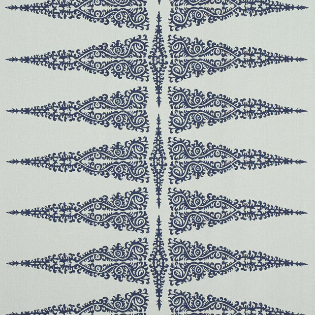 Anna French Ellery Stripe Navy On Soft Teal Fabric