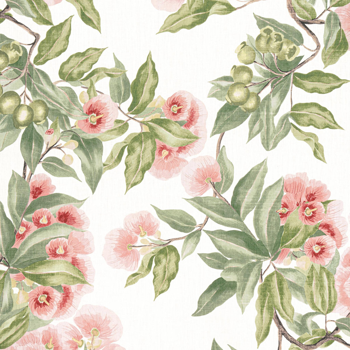 Anna French CAMELLIA GARDEN Coral Fabric