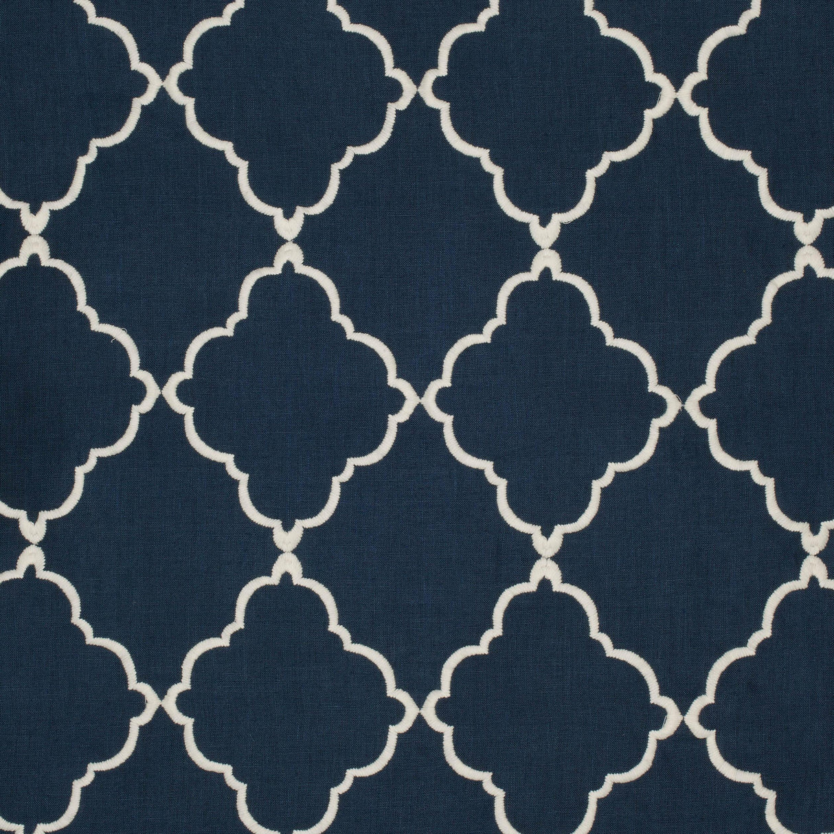 Anna French Tunisia Trellis Embroidery Navy Fabric