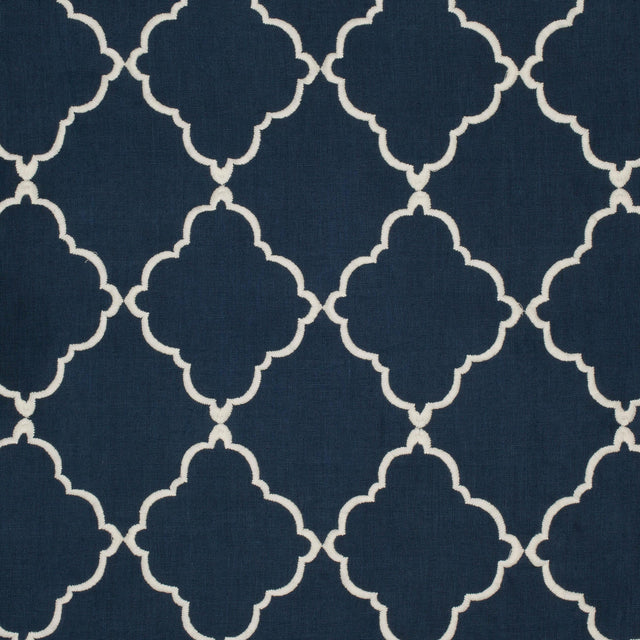 Anna French Tunisia Trellis Embroidery Navy Fabric