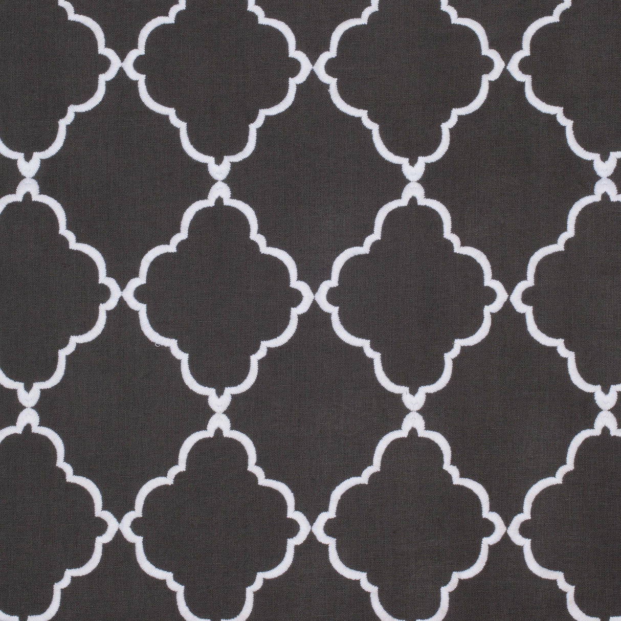 Anna French Tunisia Trellis Embroidery Charcoal Fabric