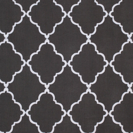 Anna French Tunisia Trellis Embroidery Charcoal Fabric