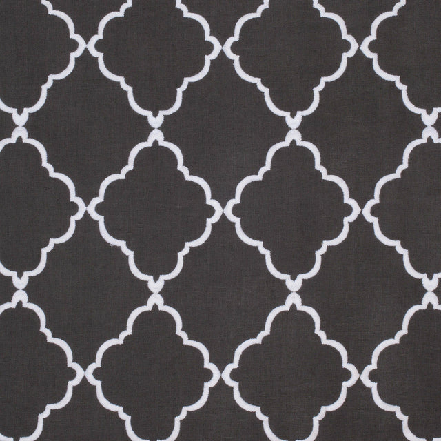 Anna French Tunisia Trellis Embroidery Charcoal Fabric