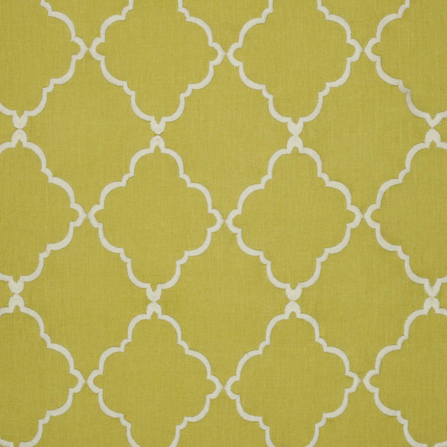 Anna French Tunisia Trellis Embroidery Citron Fabric