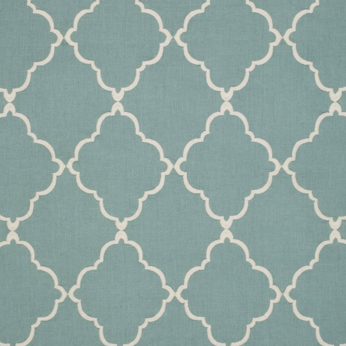 Anna French Tunisia Trellis Embroidery Aqua Fabric