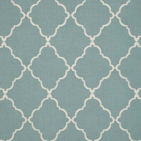 Anna French Tunisia Trellis Embroidery Aqua Fabric