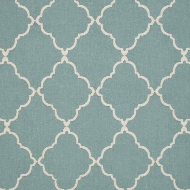 Anna French Tunisia Trellis Embroidery Aqua Fabric