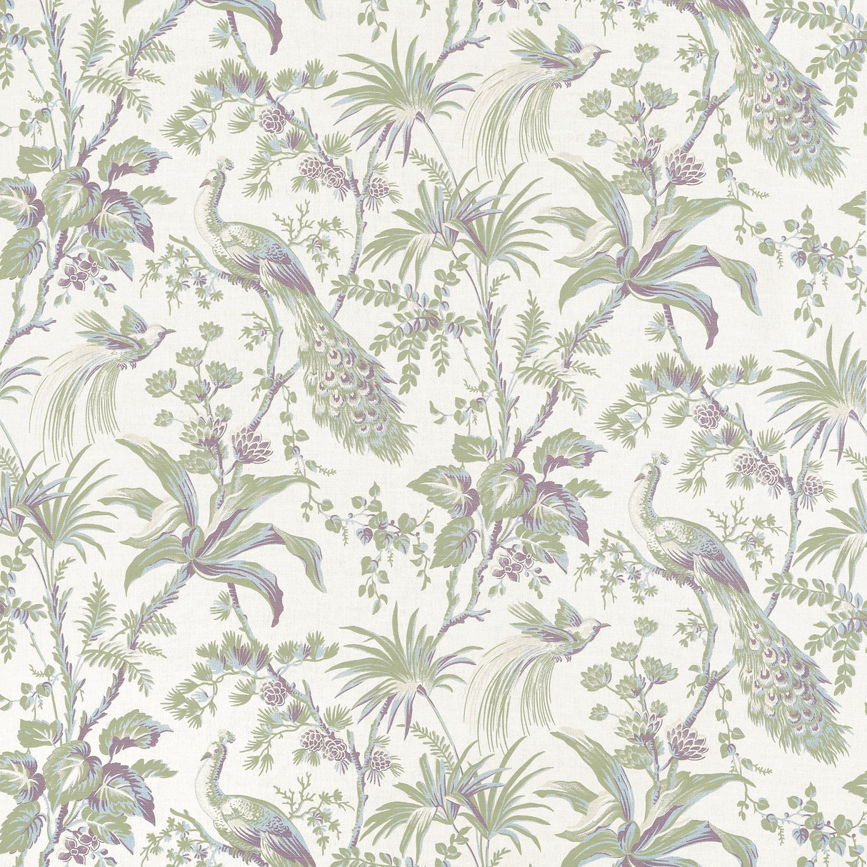 Anna French Peacock Toile Green And Plum Fabric