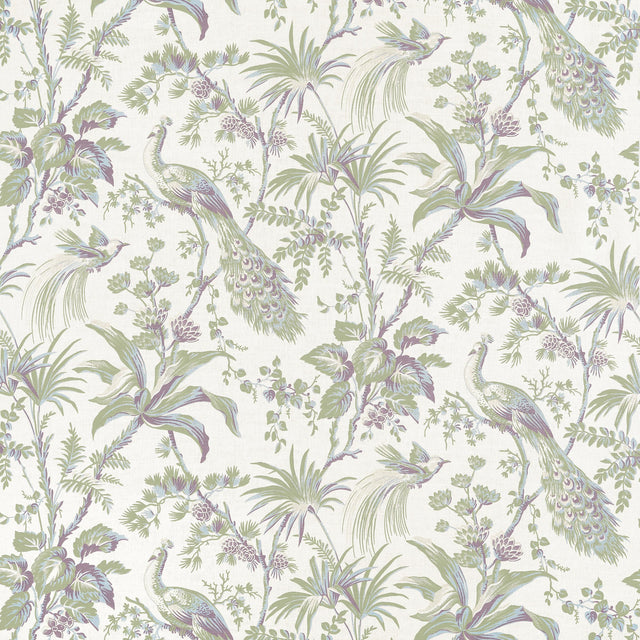 Anna French Peacock Toile Green And Plum Fabric