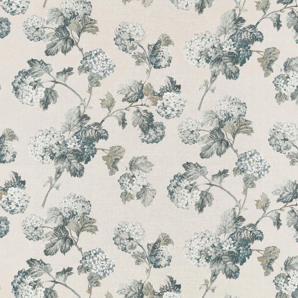 Anna French SUSSEX HYDRANGEA Slate and Linen Fabric