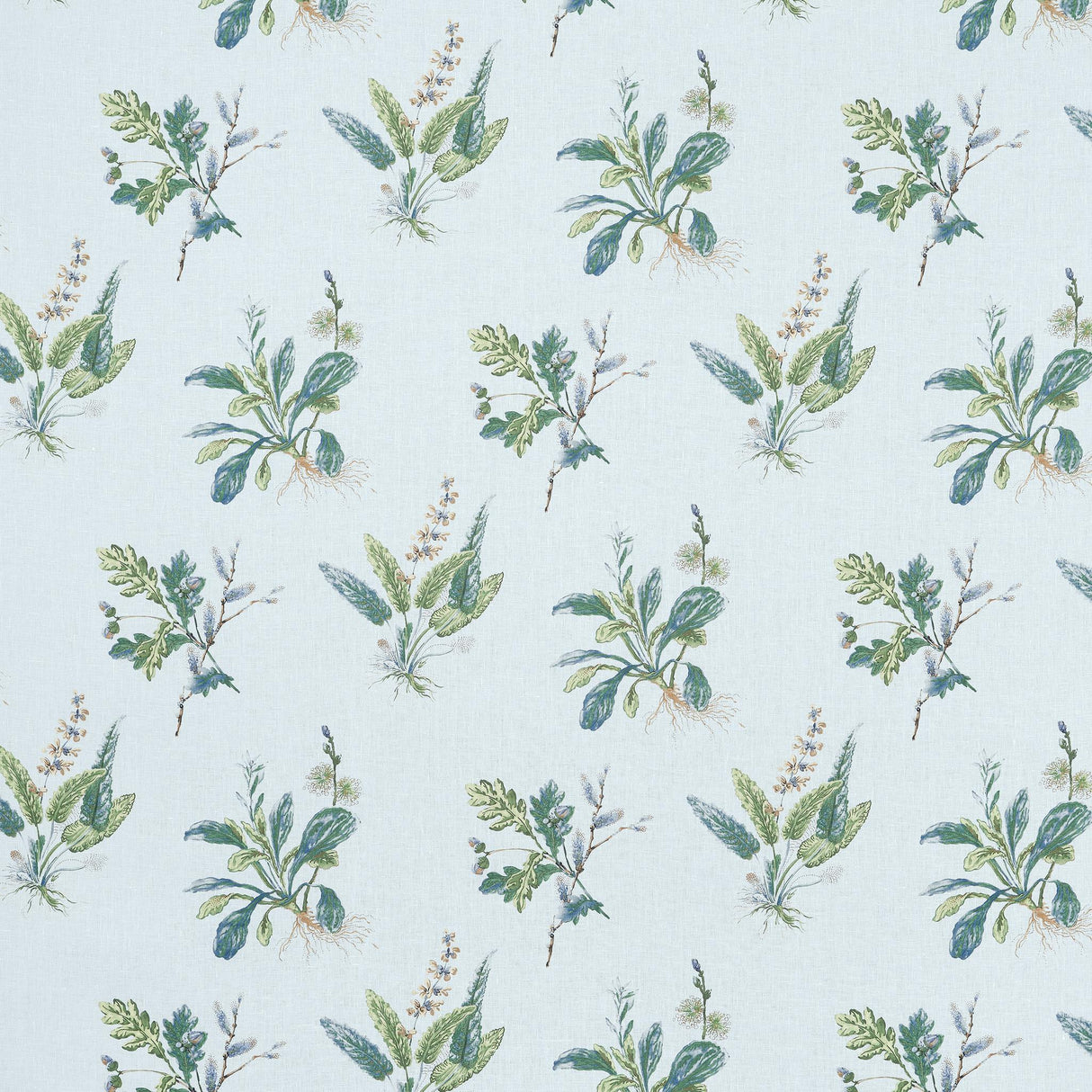 Anna French WOODLAND Blue and Green Fabric