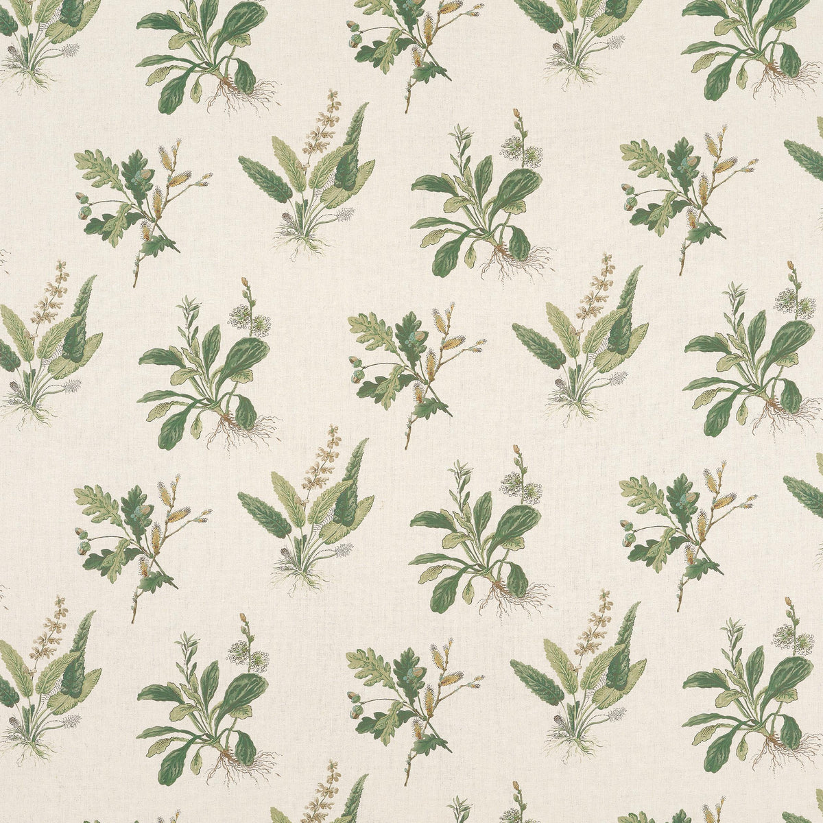 Anna French Woodland Green On Natural Fabric