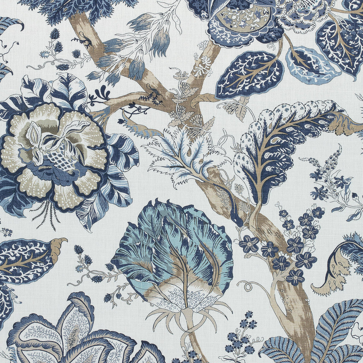 Anna French Kalamkari Blue And White Fabric