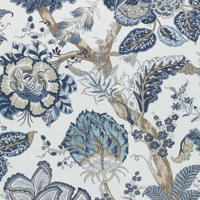 Anna French Kalamkari Blue And White Fabric