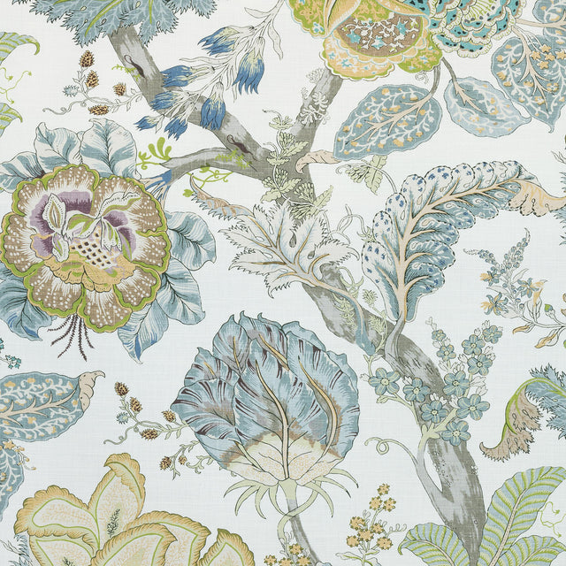 Anna French Kalamkari Yellow And Aqua Fabric