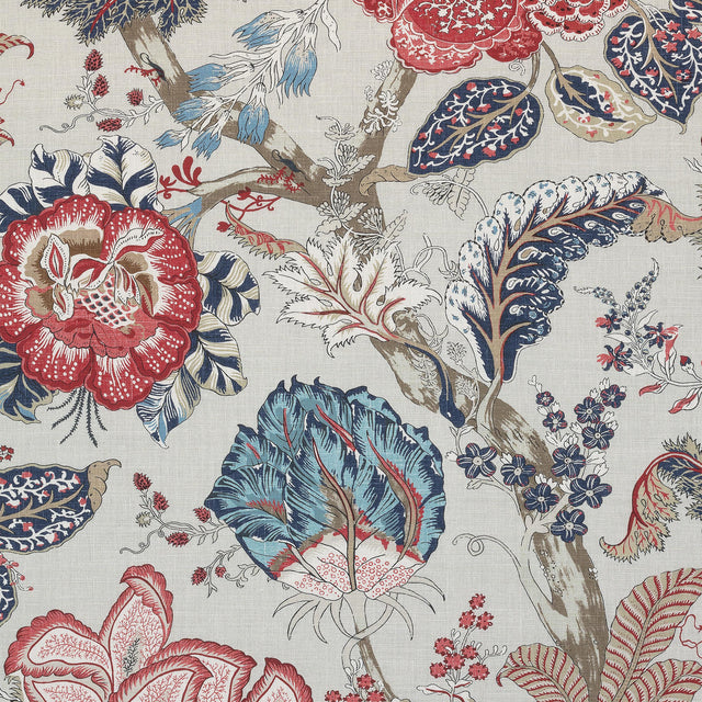 Anna French Kalamkari Blue And Red Fabric