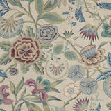 Anna French Cleo Plum And Blue On Flax Fabric