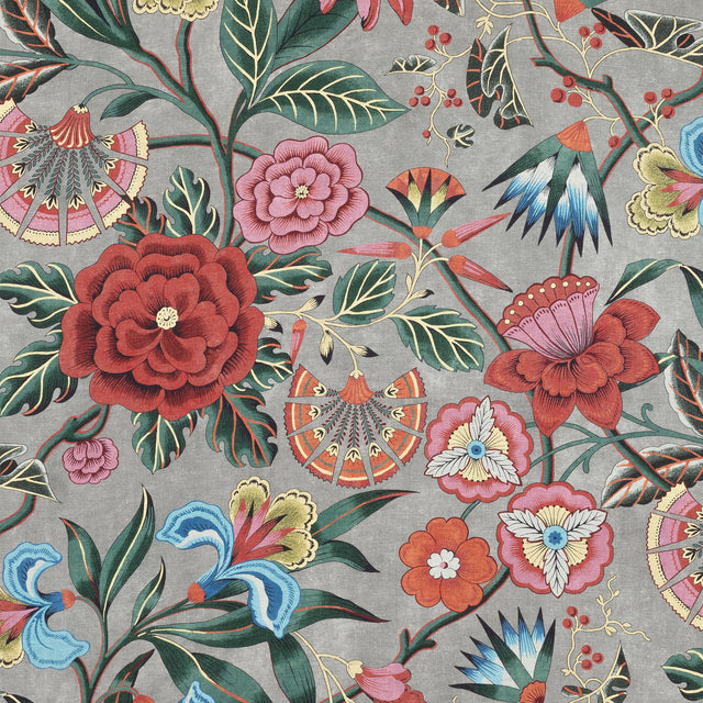 Anna French Cleo Coral On Charcoal Fabric