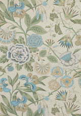 Anna French CLEO Sky Blue and Green on Flax Fabric