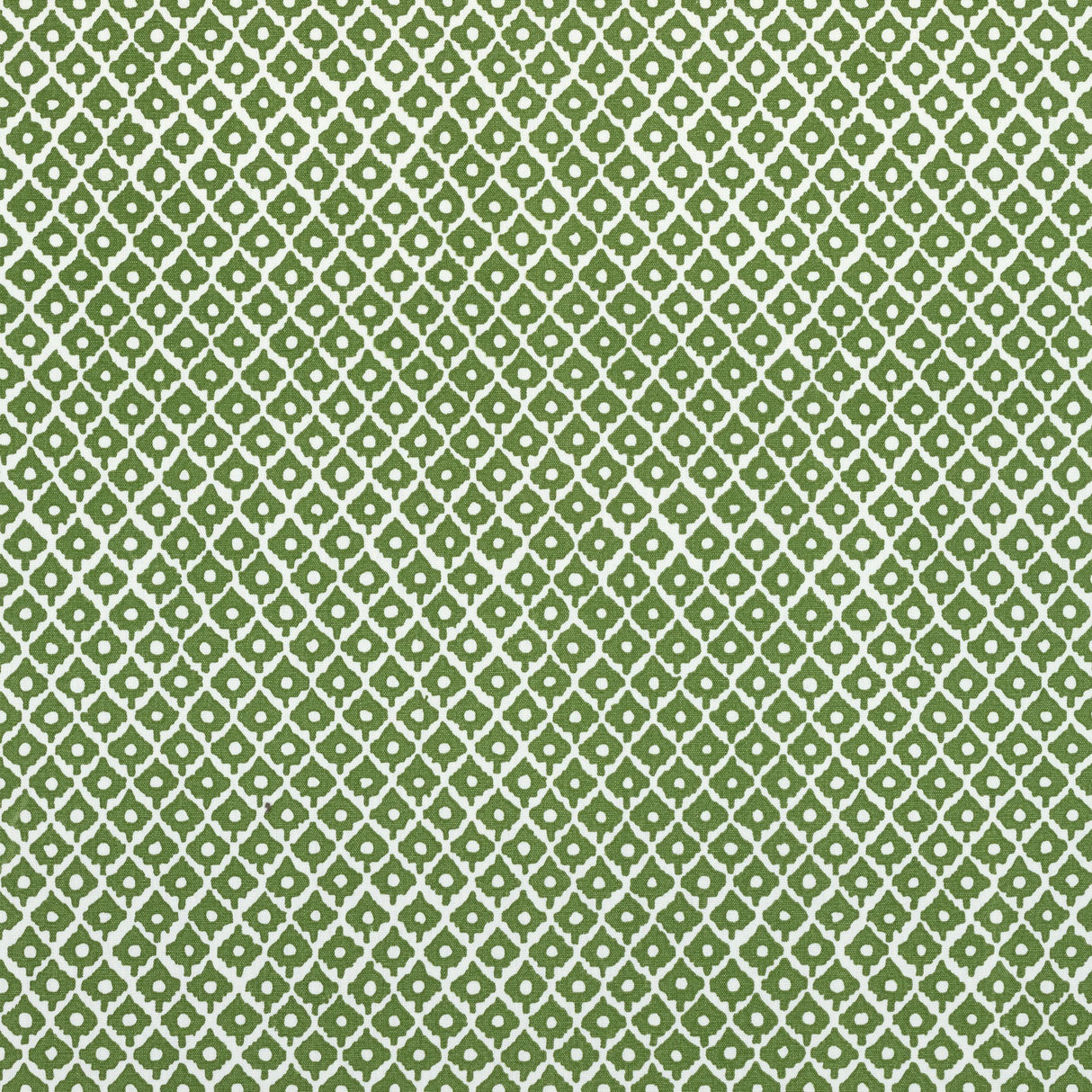 Anna French Petit Arbre Green On White Fabric