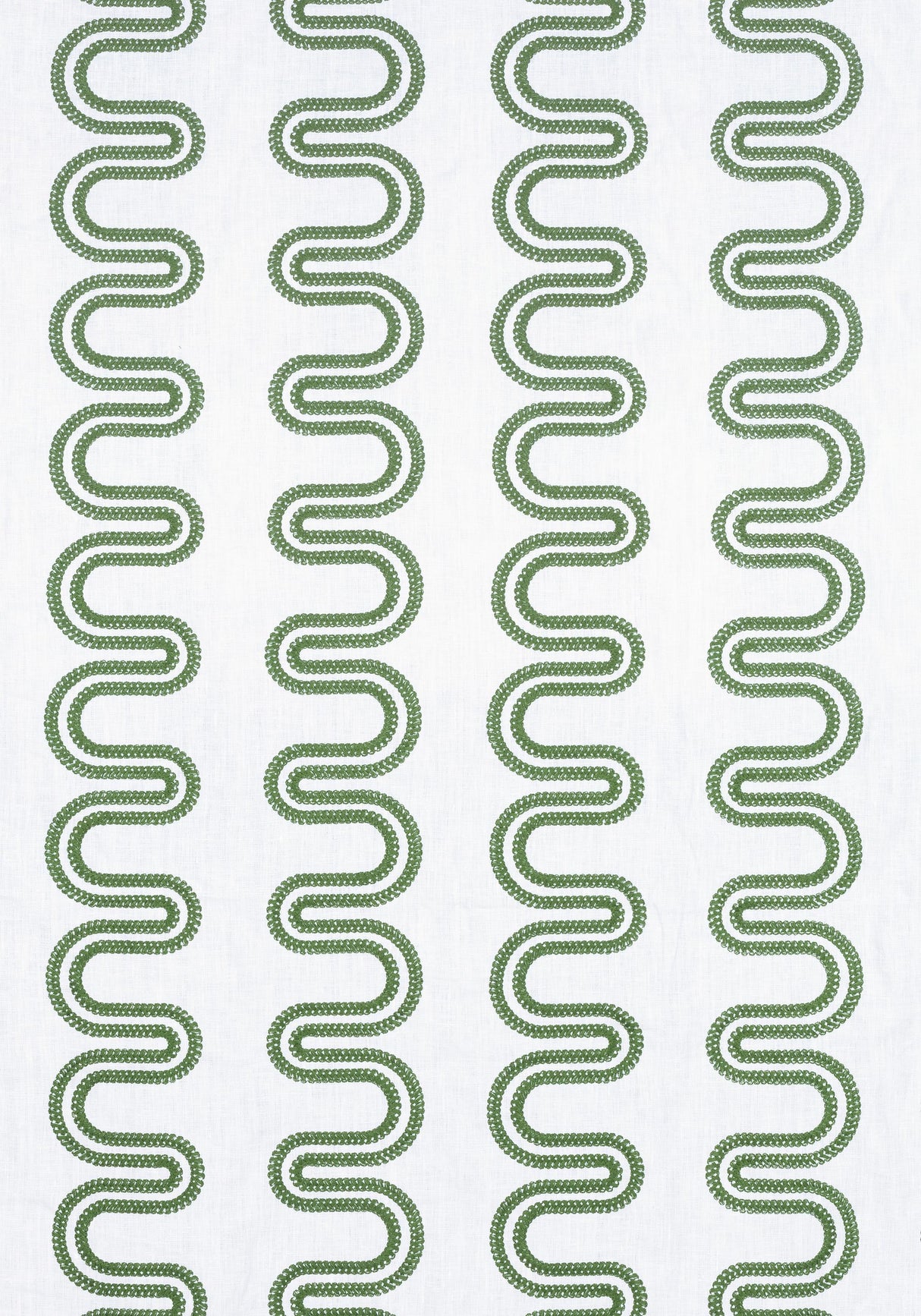 Anna French HERRIOT WAY EMBROIDERY Green on White Fabric