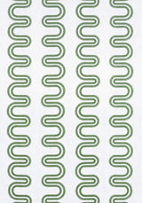 Anna French HERRIOT WAY EMBROIDERY Green on White Fabric
