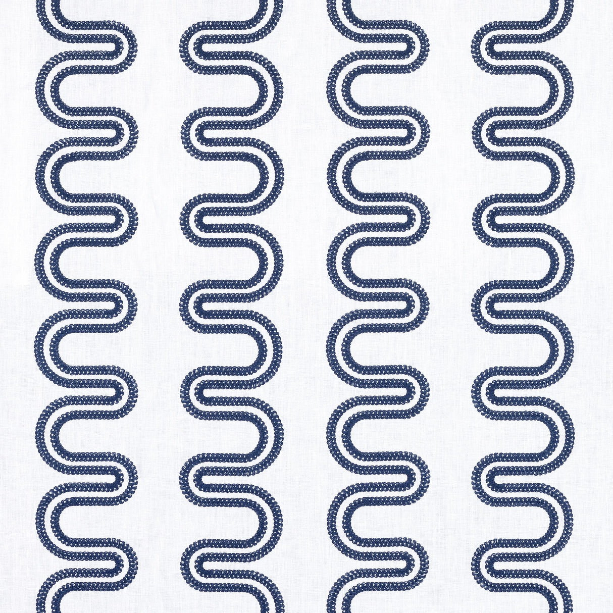 Anna French Herriot Way Embroidery Navy On White Fabric