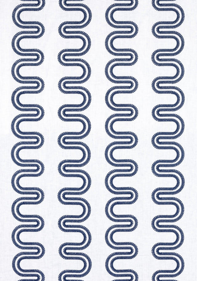 Anna French HERRIOT WAY EMBROIDERY Navy on White Fabric