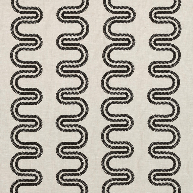 Anna French Herriot Way Embroidery Black On Flax Fabric