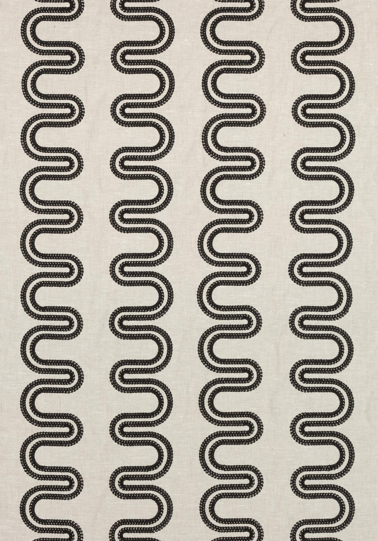 Anna French HERRIOT WAY EMBROIDERY Black on Flax Fabric