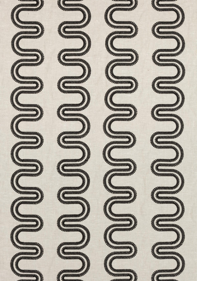 Anna French HERRIOT WAY EMBROIDERY Black on Flax Fabric