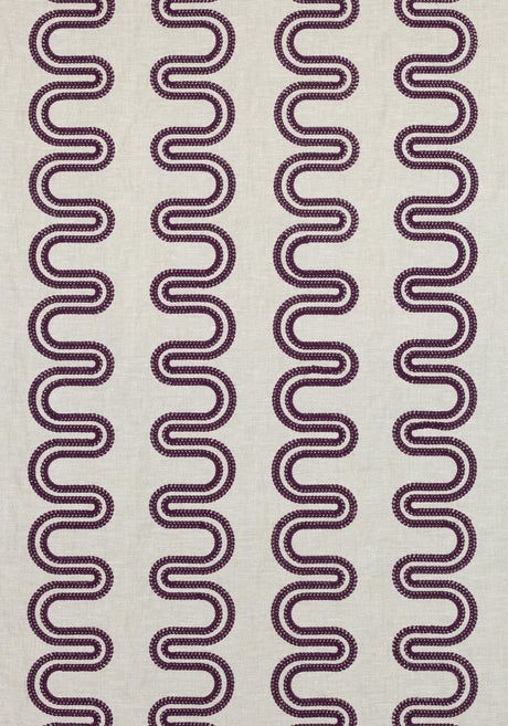 Anna French HERRIOT WAY EMBROIDERY Plum and Flax Fabric