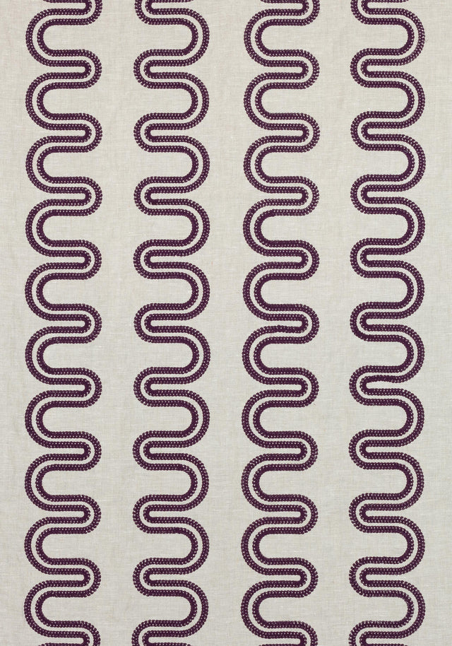 Anna French HERRIOT WAY EMBROIDERY Plum and Flax Fabric