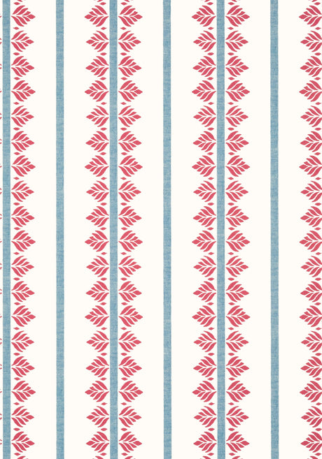 Anna French FERN STRIPE Red and Blue Wallpaper