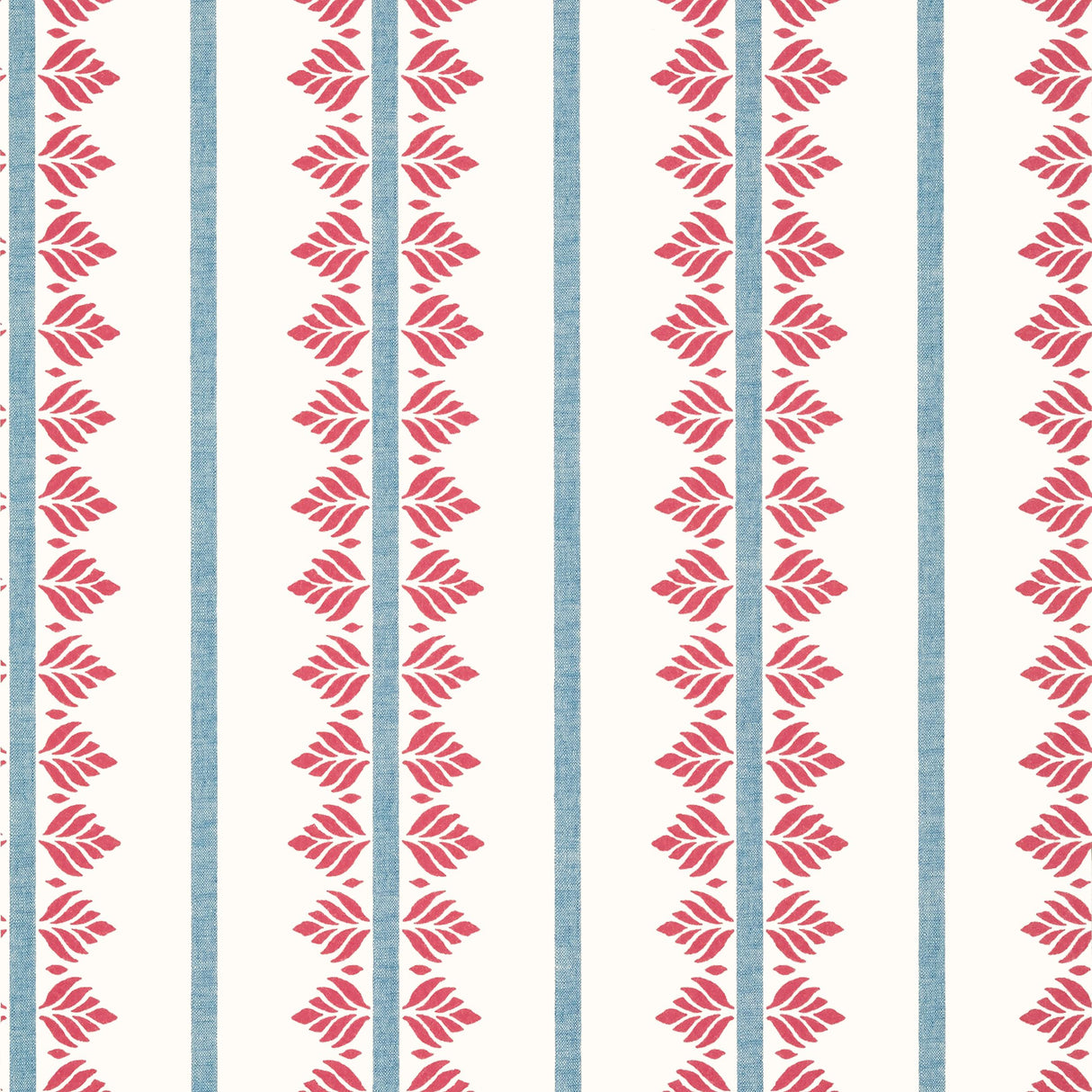 Anna French Fern Stripe Red And Blue Wallpaper