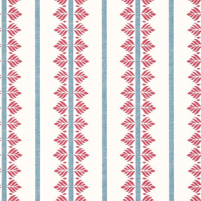 Anna French Fern Stripe Red And Blue Wallpaper