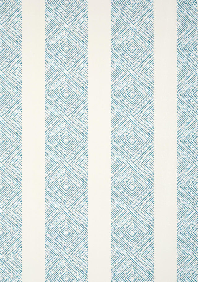 Anna French CLIPPERTON STRIPE Blue on Natural Wallpaper