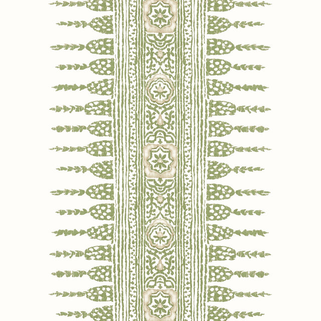 Anna French Javanese Stripe Green And White Wallpaper