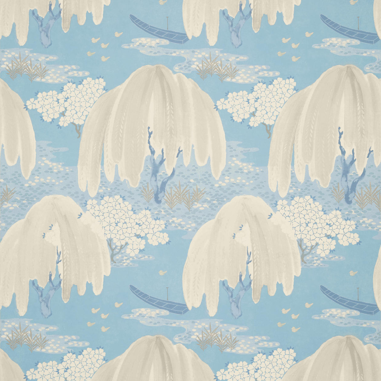 Anna French Willow Tree Soft Blue Wallpaper