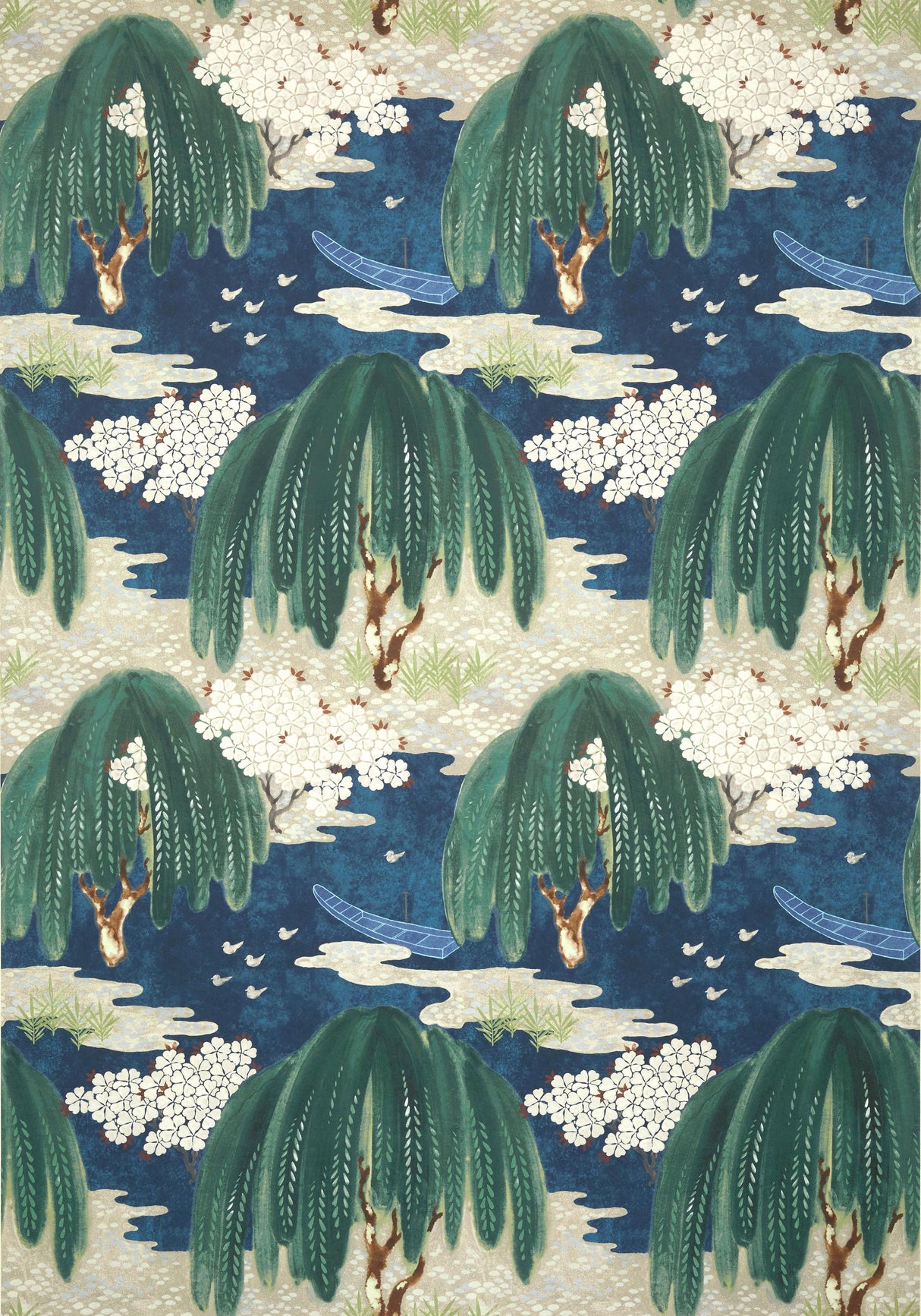 Anna French WILLOW TREE Navy Wallpaper