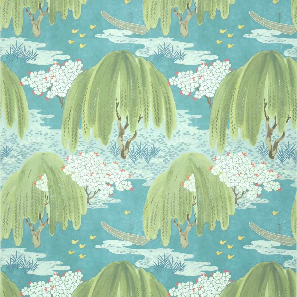 Anna French Willow Tree Turquoise Wallpaper