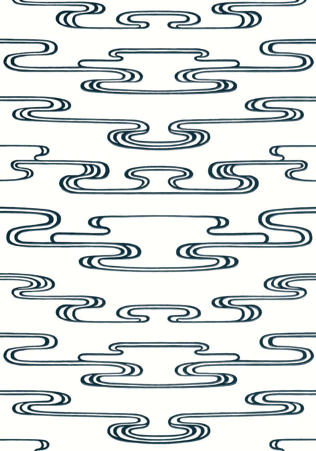 Anna French CLOUDWATER Black Wallpaper