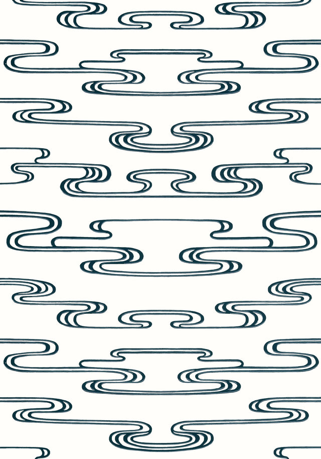 Anna French CLOUDWATER Black Wallpaper