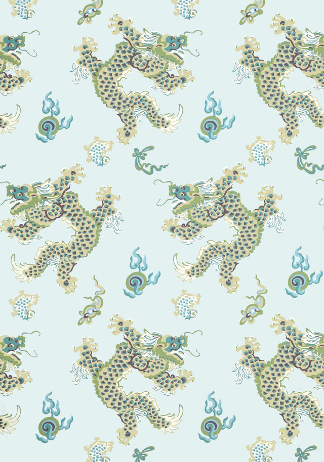 Anna French DRAGON DANCE Spa Blue Wallpaper