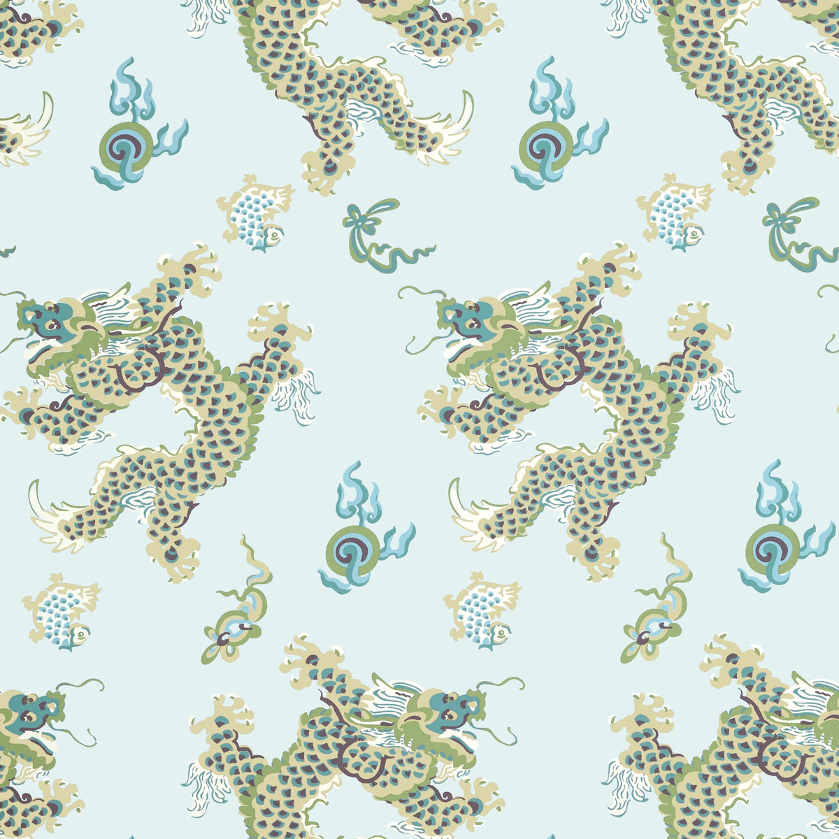 Anna French Dragon Dance Spa Blue Wallpaper
