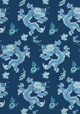 Anna French DRAGON DANCE Navy Wallpaper