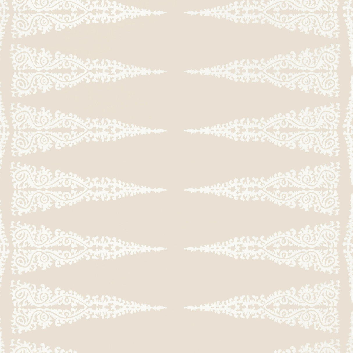 Anna French ELLERY STRIPE White on Beige Wallpaper