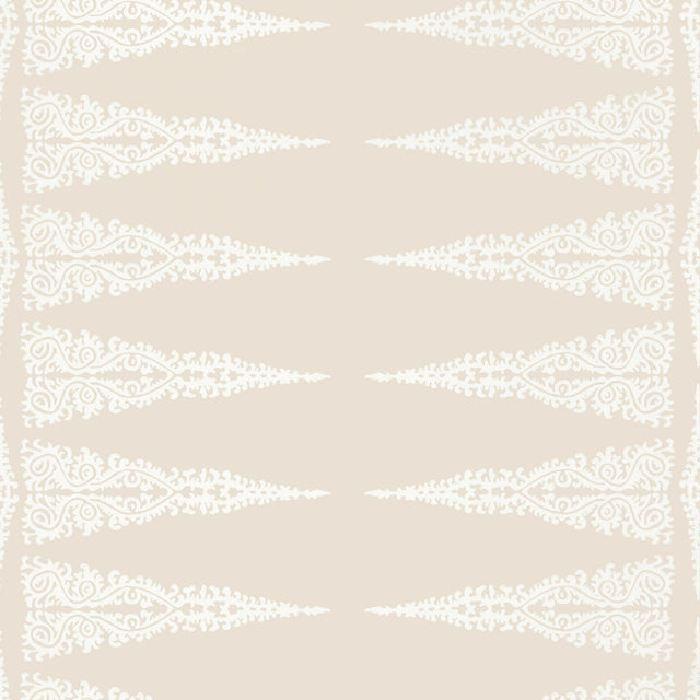 Anna French ELLERY STRIPE White on Beige Wallpaper